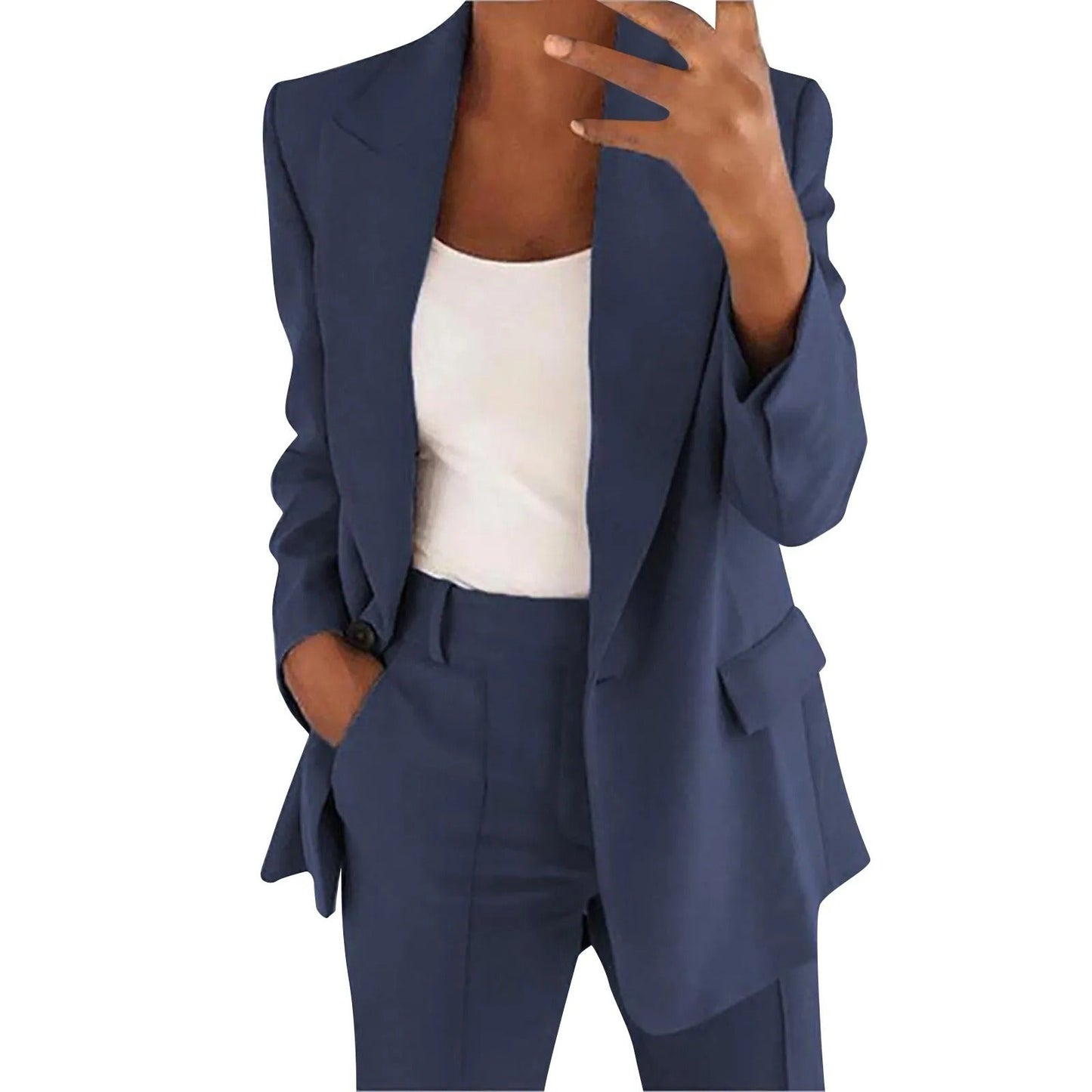 Levoire | Tailleur Femme Avec Veste Bleue Et Pantalon Uni Bleu foncé