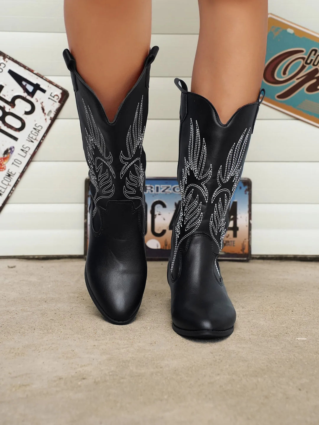 Levoire | Bottes De Cowboy Lännen Avec Design Brodé Noir