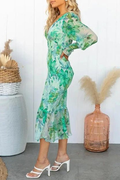 Levoire | Robe Midi À Volants Fleuris