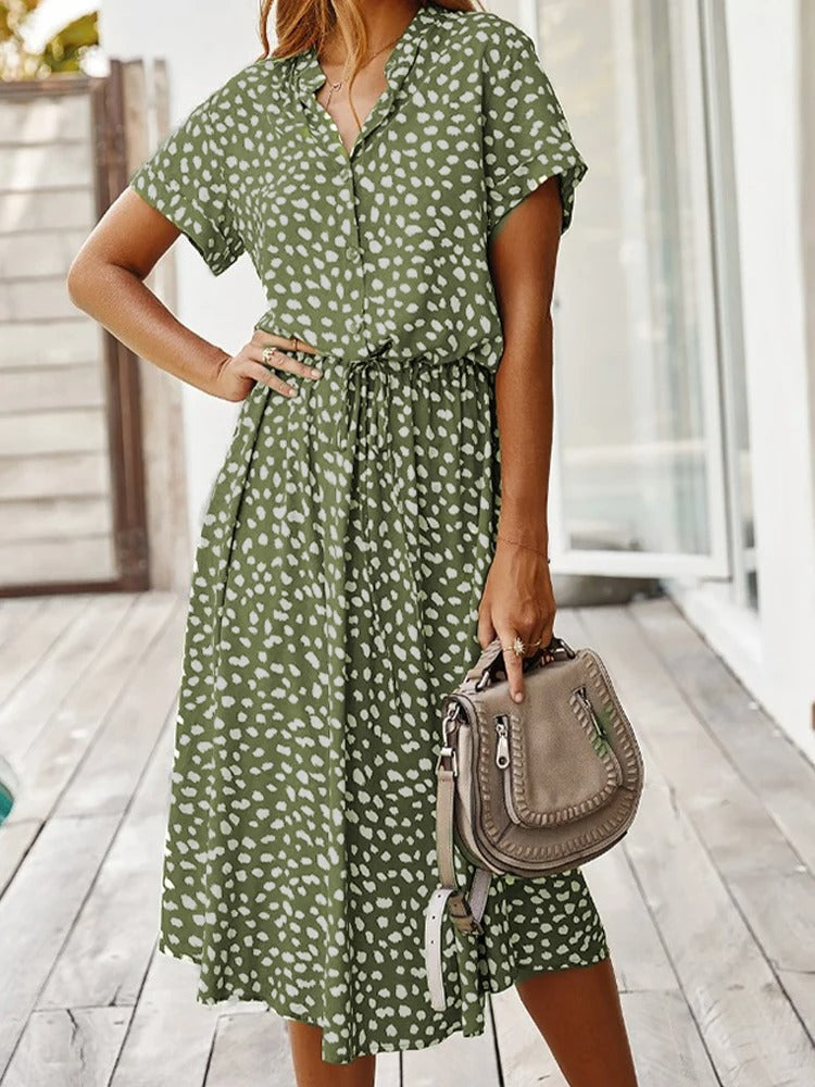 Levoire | Robe midi à manches courtes Vert