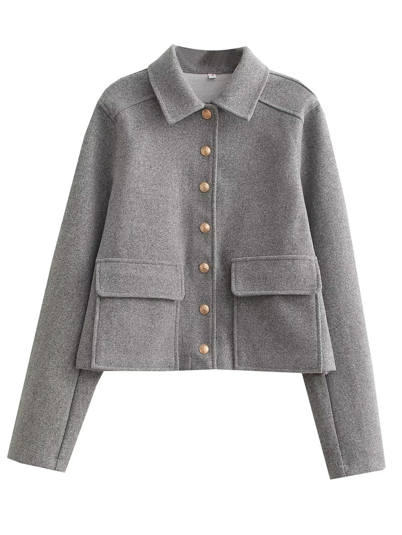 Levoire | Doudoune À Boutons Pour Femme - Hiver Gris