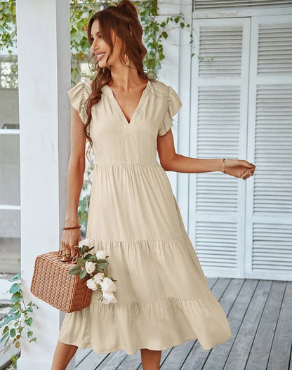 Levoire | Robe manches papillon femme Khaki