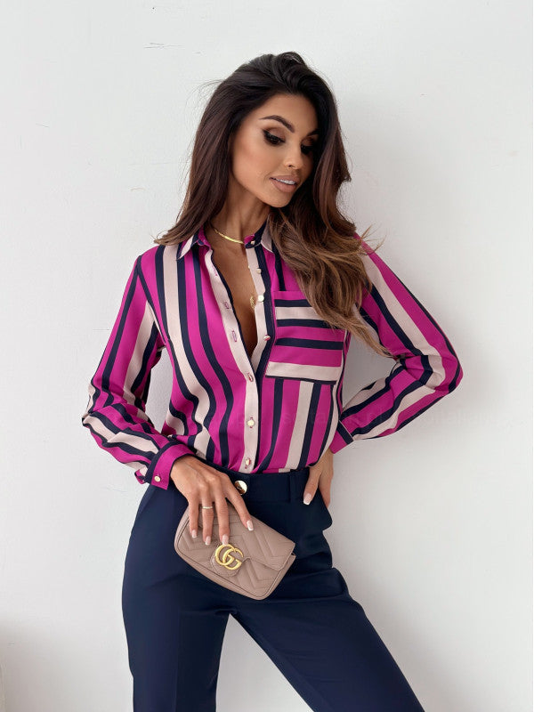 Levoire | Chemisier Femme Rangé Avec Impression Satin