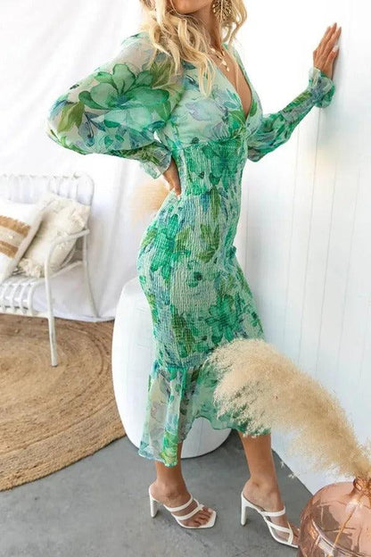 Levoire | Robe Midi À Volants Fleuris