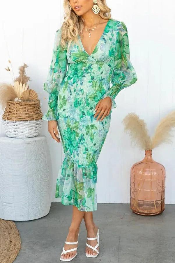 Levoire | Robe Midi À Volants Fleuris