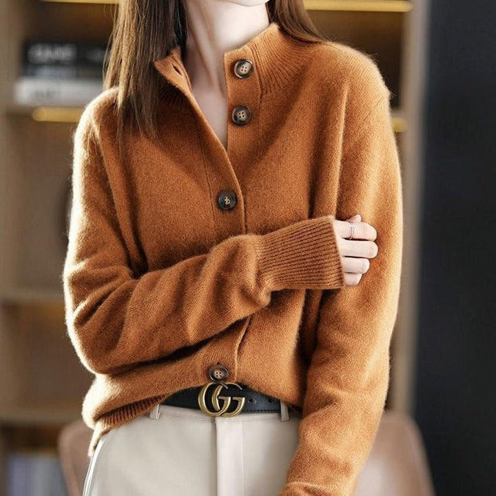 Levoire | Veste En Tricot Élégante Avec Boutons Et Col Haut Braun