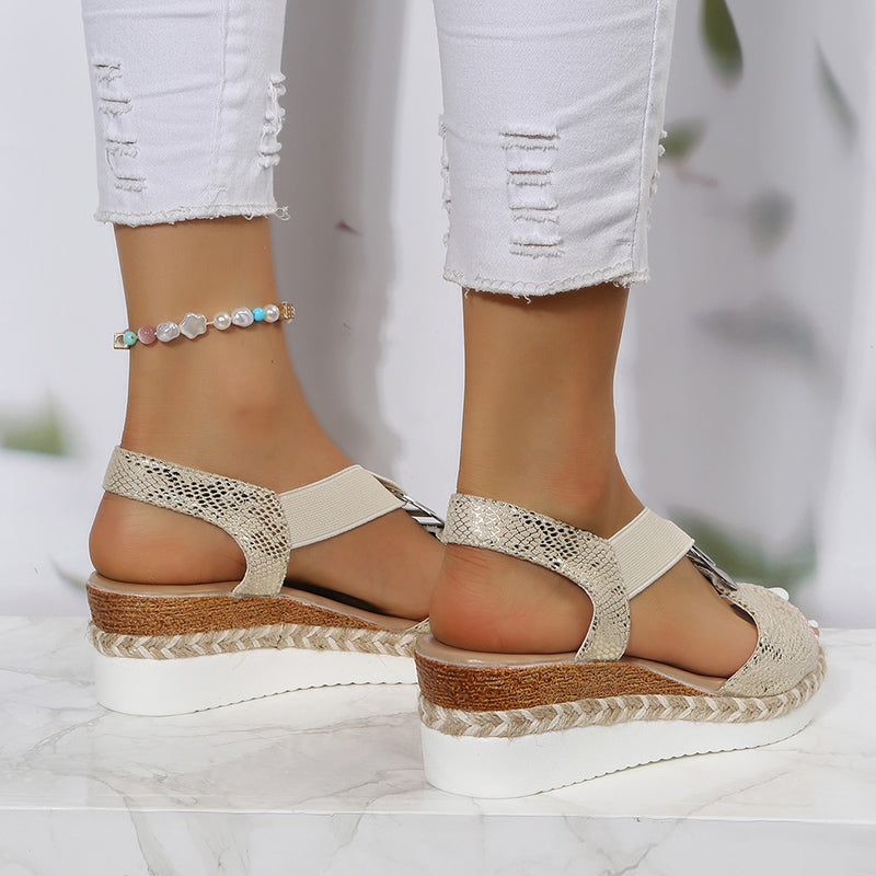 Levoire | Sandales compensées d'été en cuir véritable