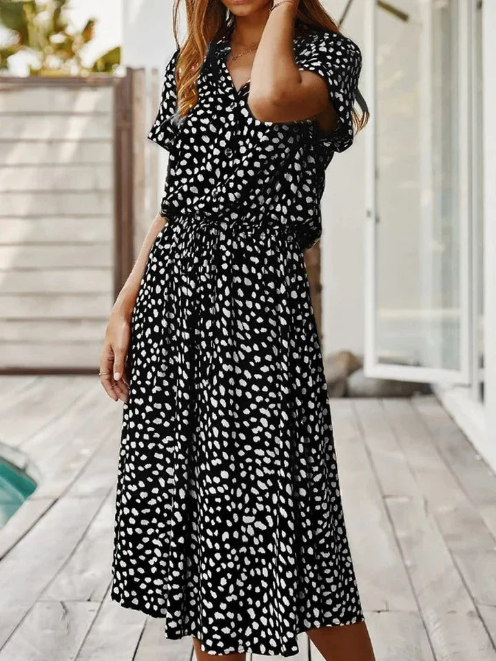 Levoire | Robe midi à manches courtes Noir