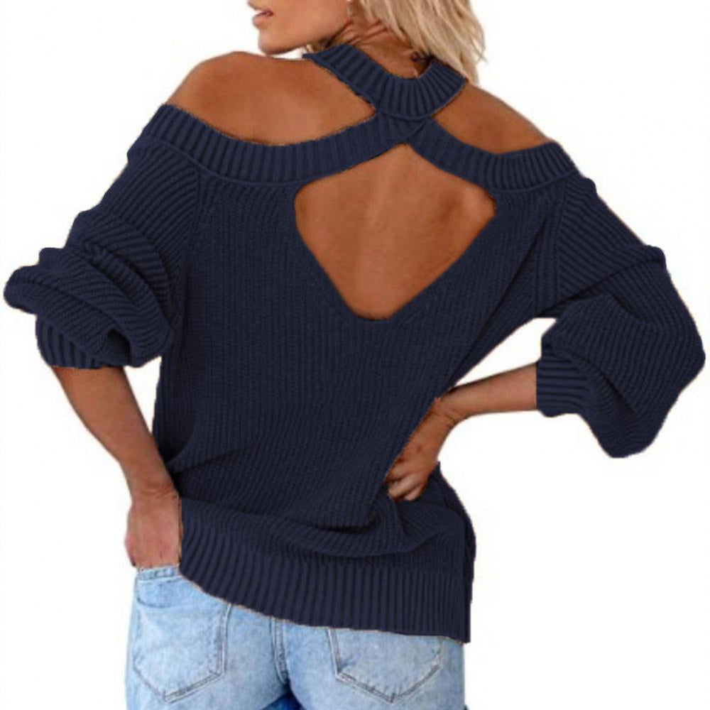Levoire | Sweat-Shirt Bleu Foncé Avec Épaules Dénudées