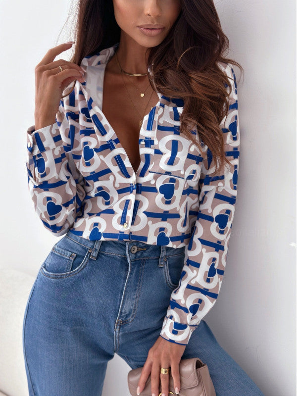 Levoire | Chemisier Satin Bleu Beige
