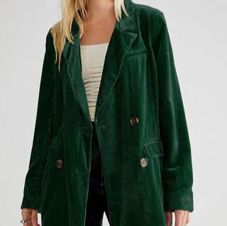 Levoire | Veste Décontractée À Revers À Manches Longues Avec Bouton Vert