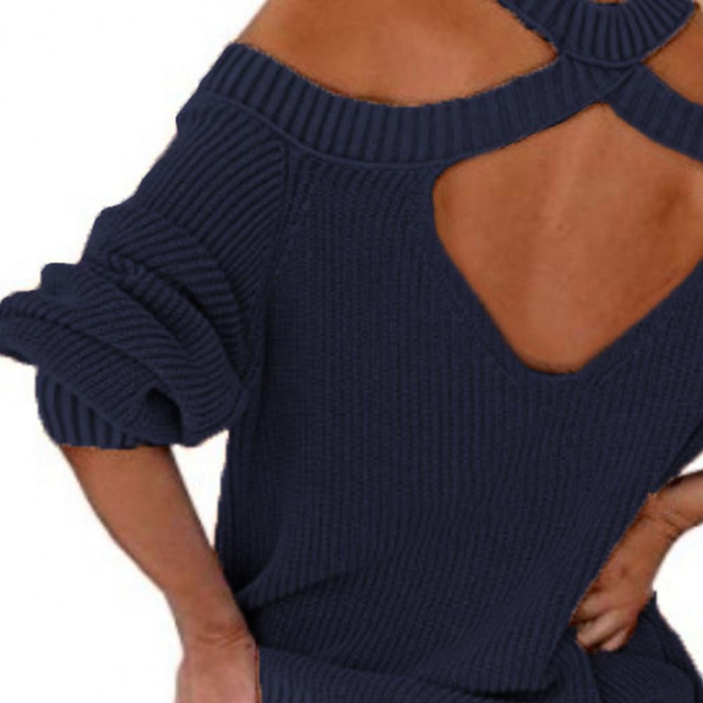 Levoire | Sweat-Shirt Bleu Foncé Avec Épaules Dénudées