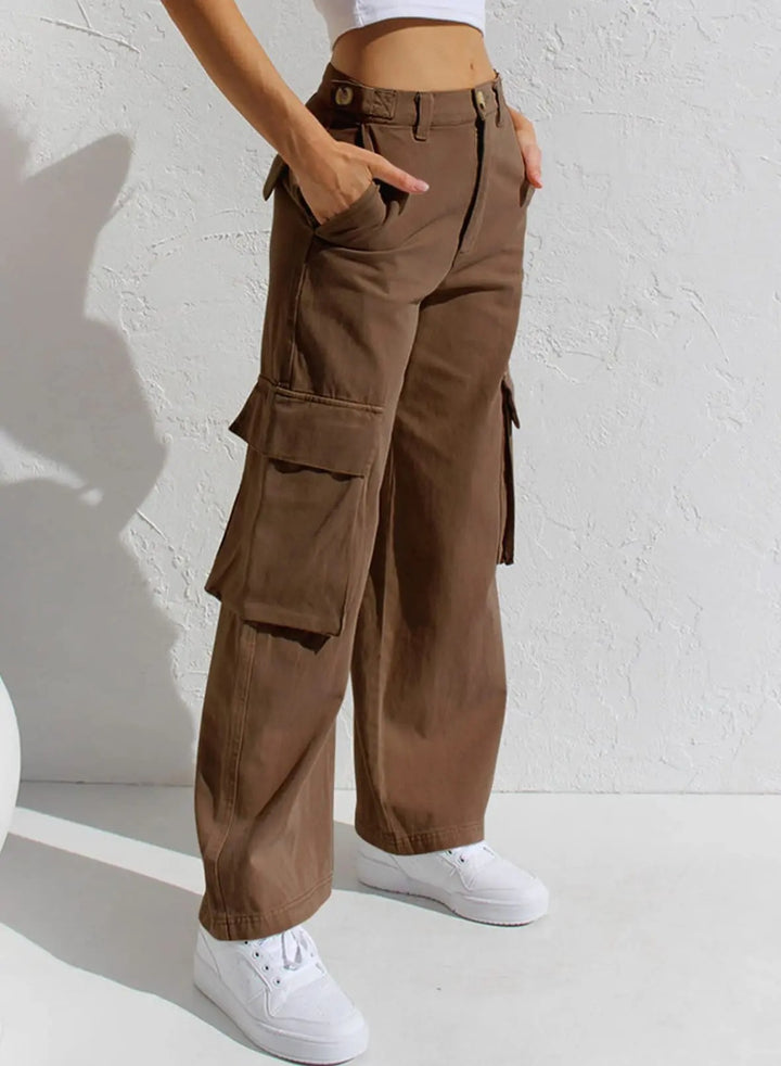 Levoire | Pantalons Cargo Baggy En Coton Avec Poches Braun