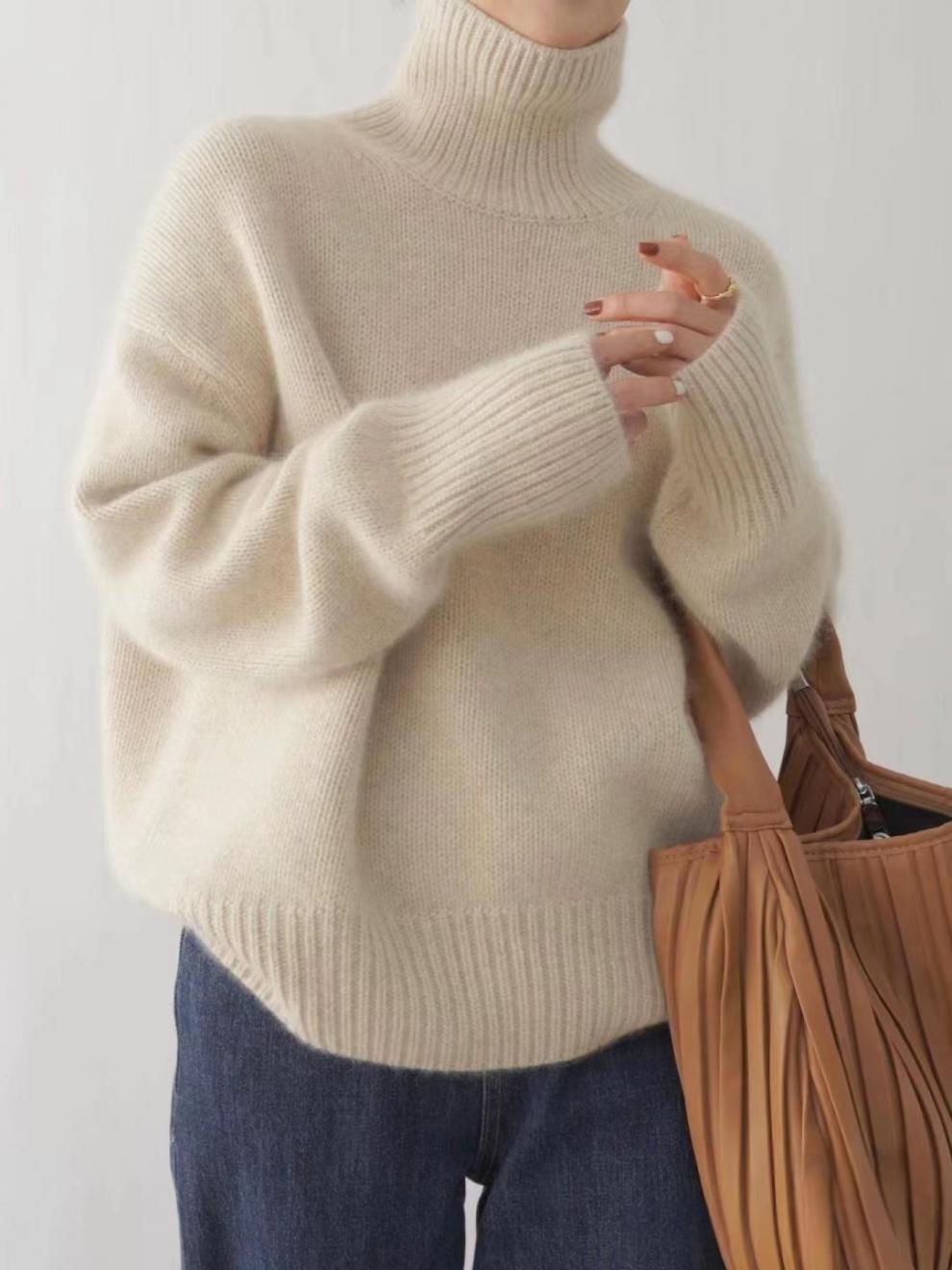 Levoire | Pull À Col Roulé Doux Beige
