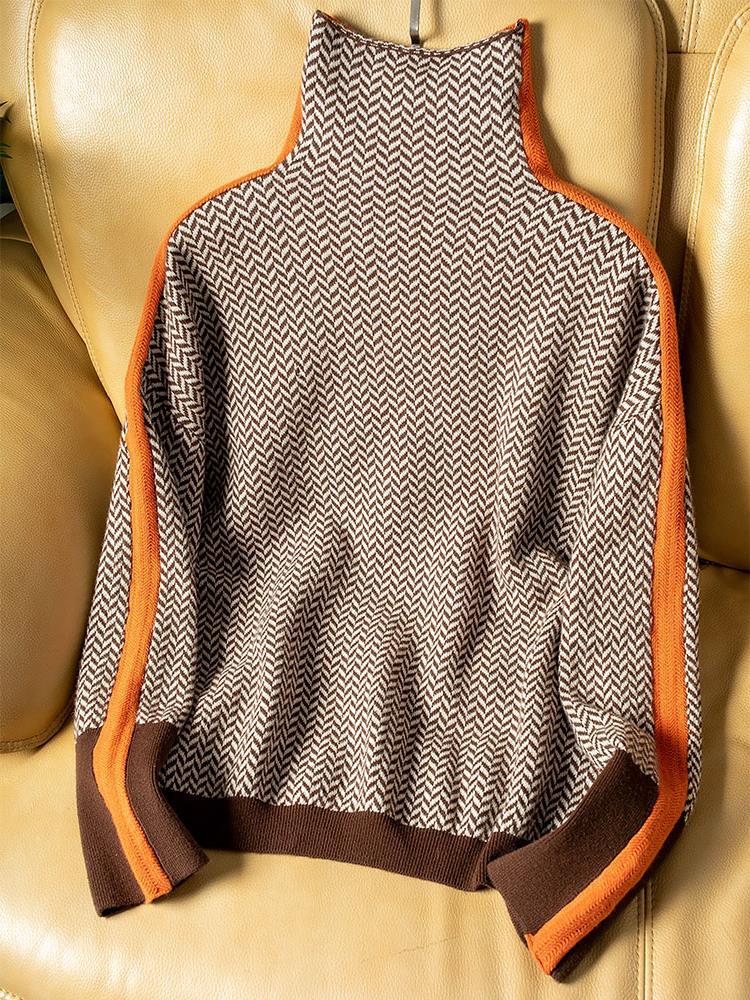 Levoire | Pull À Col Roulé Avec Des Détails Contrastés