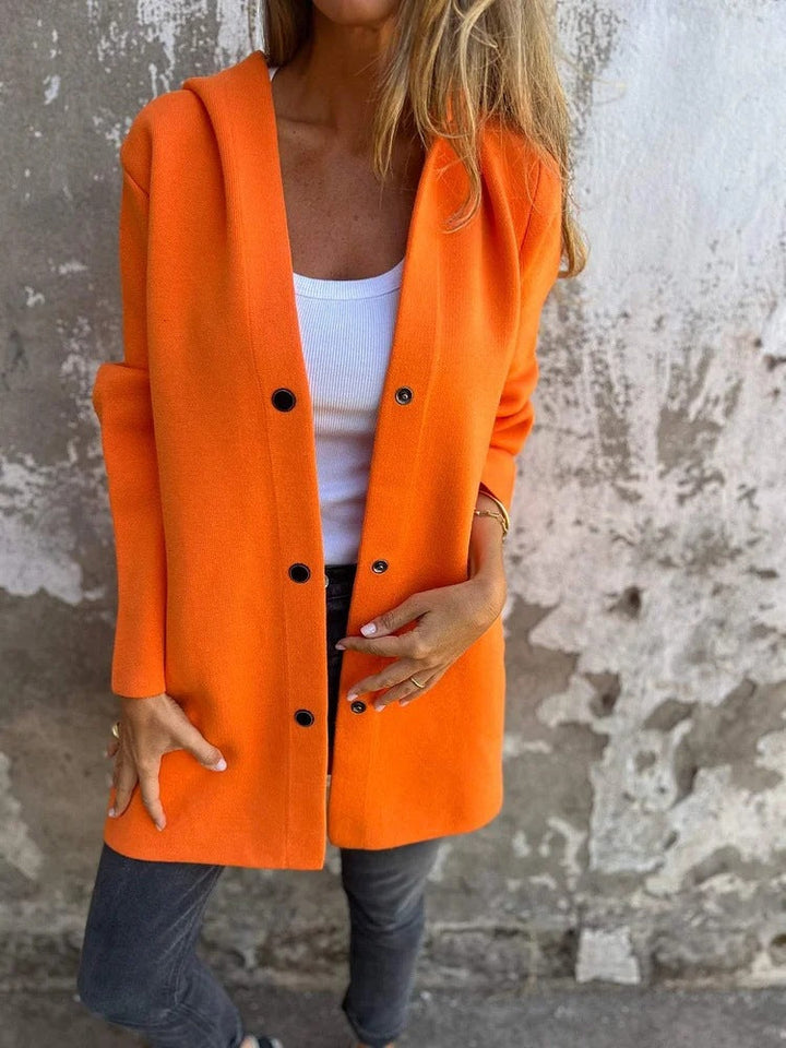 Levoire | Veste À Capuche En Tricot Avec Boutonnière Orange