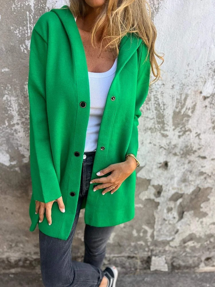 Levoire | Cardigan Avec Boutons Et Capuche Vert