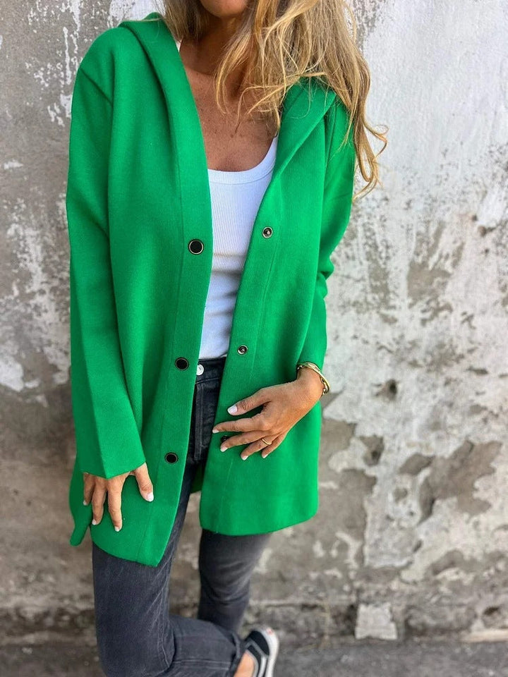 Levoire | Cardigan Avec Boutons Et Capuche Vert
