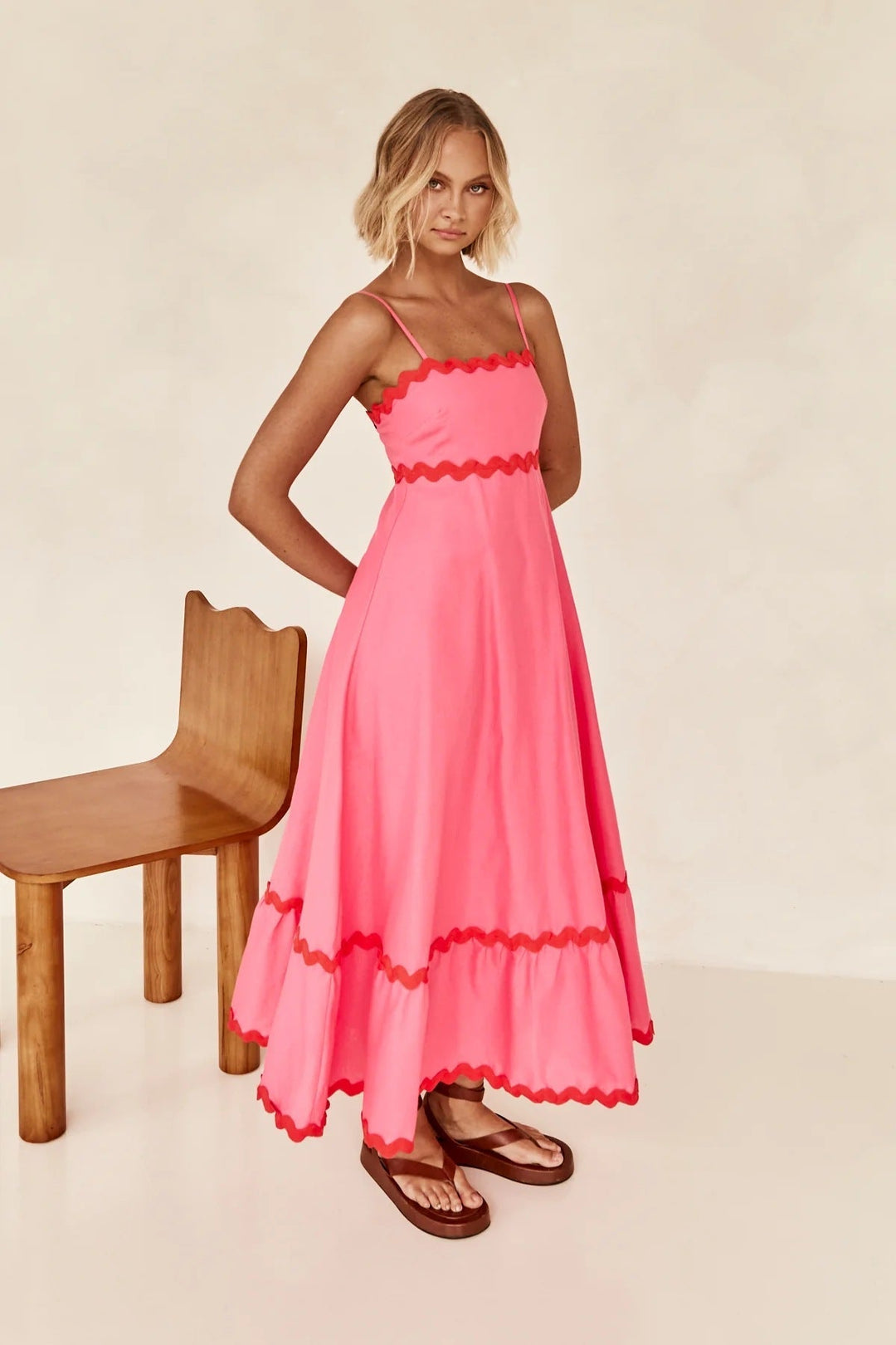 Levoire | Robe Longue Kapri En Contraste Rosa
