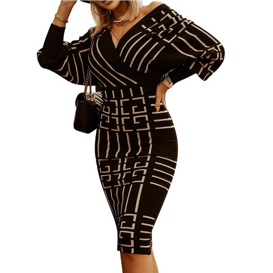 Levoire | mi-long ajusté ouvert imprimé graphique