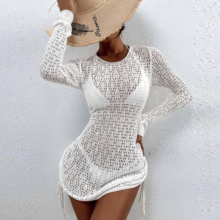 Levoire | unicolore tricoté ouvert à la plage et sexy dos ouvert UNIQUE BLANC