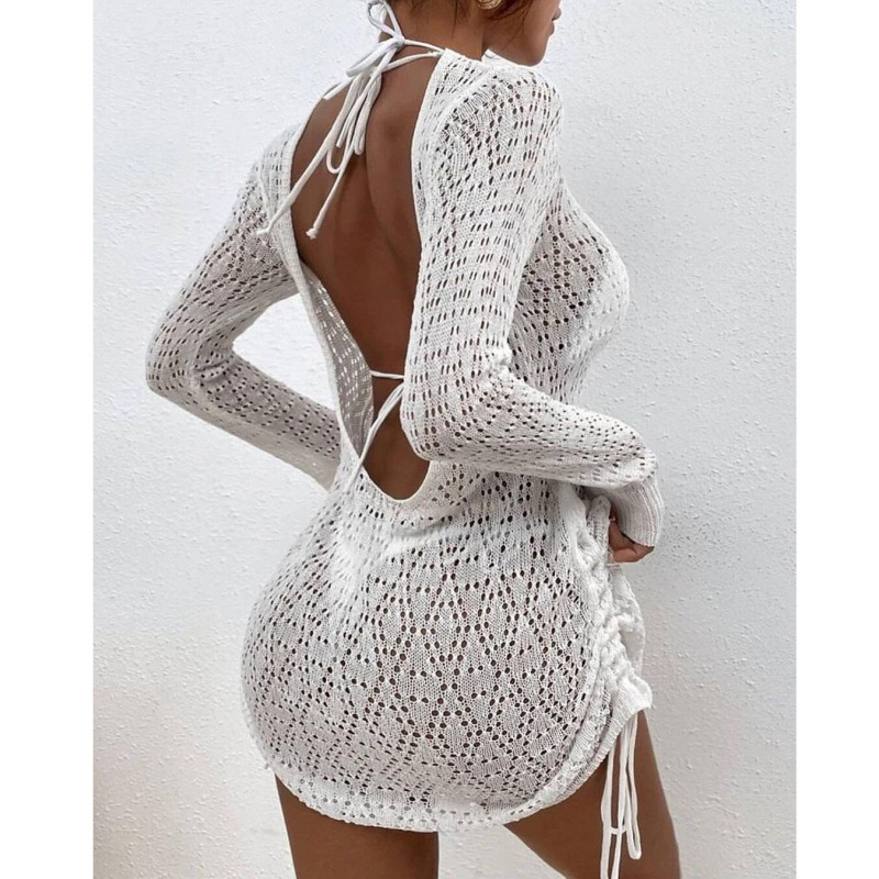 Levoire | unicolore tricoté ouvert à la plage et sexy dos ouvert