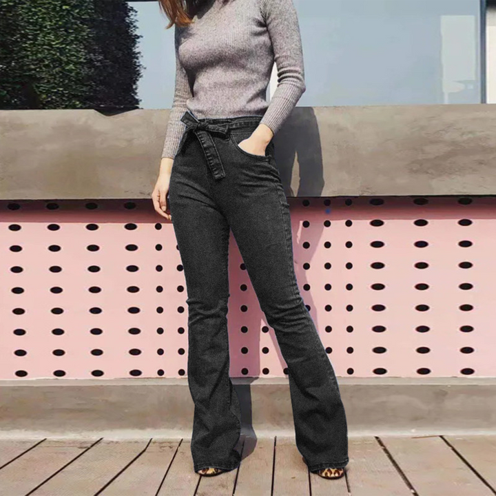 Levoire | pantalon flare taille haute ceinture NOIR