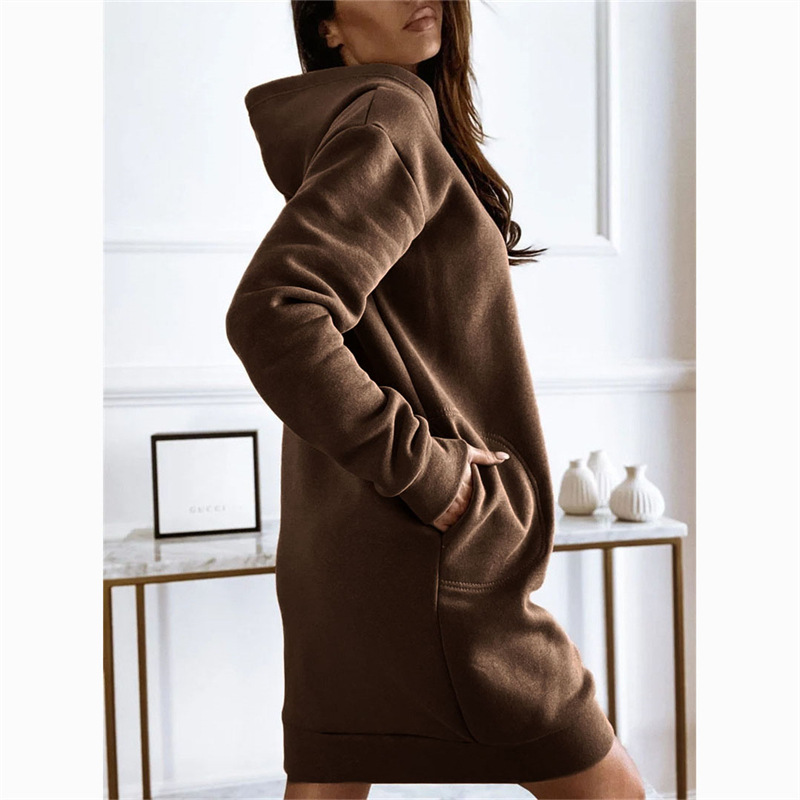 Levoire | manteau à capuche à manches longues unicolore hiver