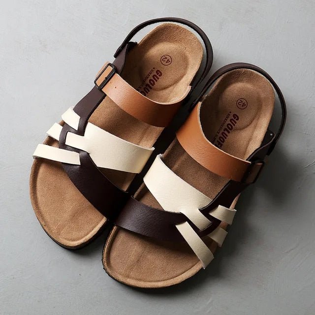 Levoire | Sandales En Cuir Synthétique Pour Hommes Blanc et marron