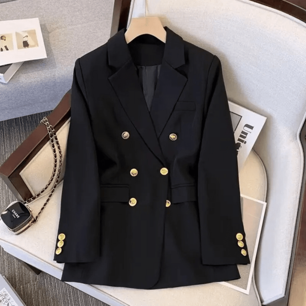 Levoire | Blazer Chic Boutons Dorés Noir