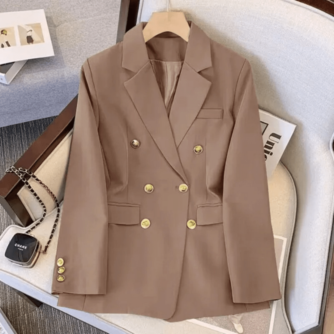 Levoire | Blazer Chic Boutons Dorés Braun