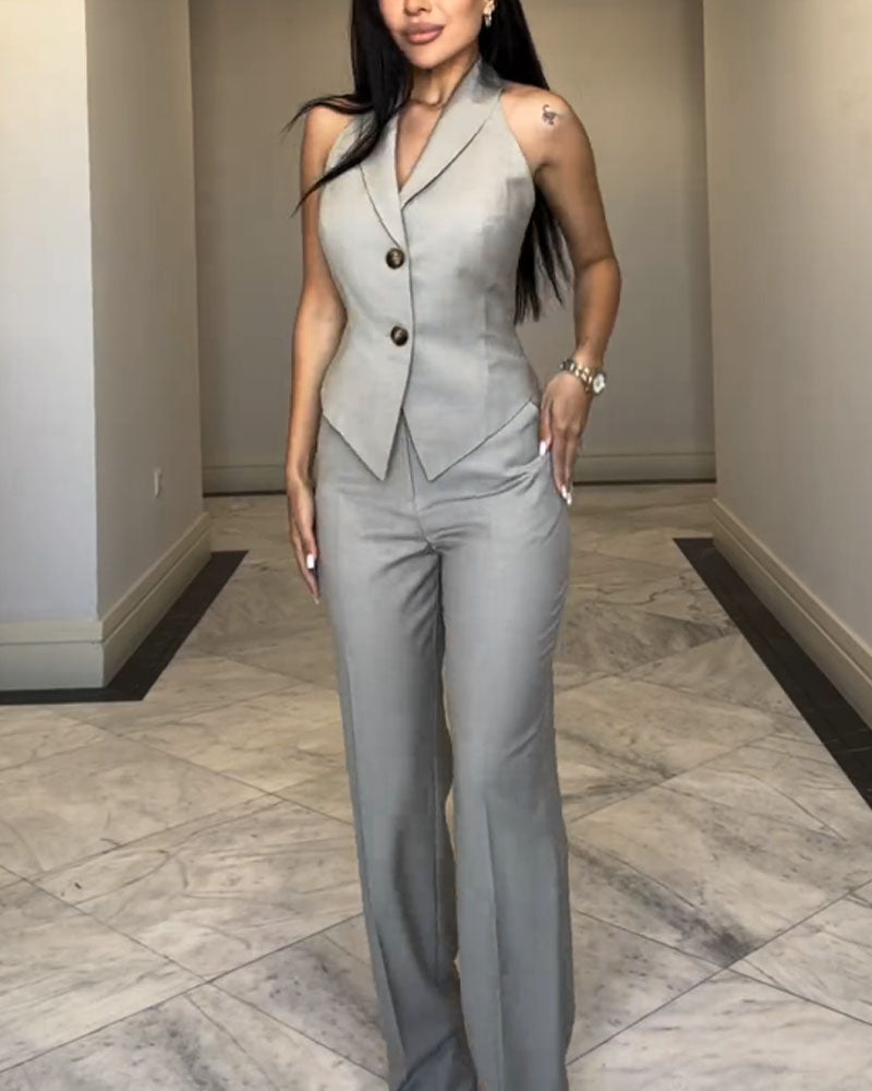 Levoire | Gilet En Lin Et Pantalon Long Gris