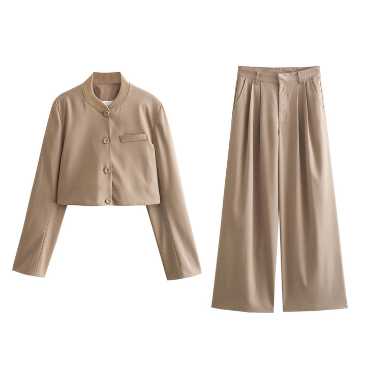 Levoire | Veste Courte Et Pantalon Taille Haute Robe kaki