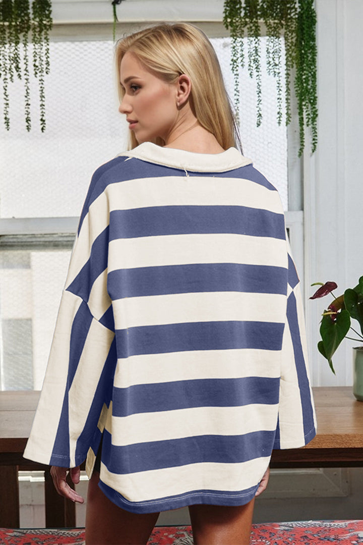 Levoire | Oh Rayé Col Jonny Manches Longues T-Shirt