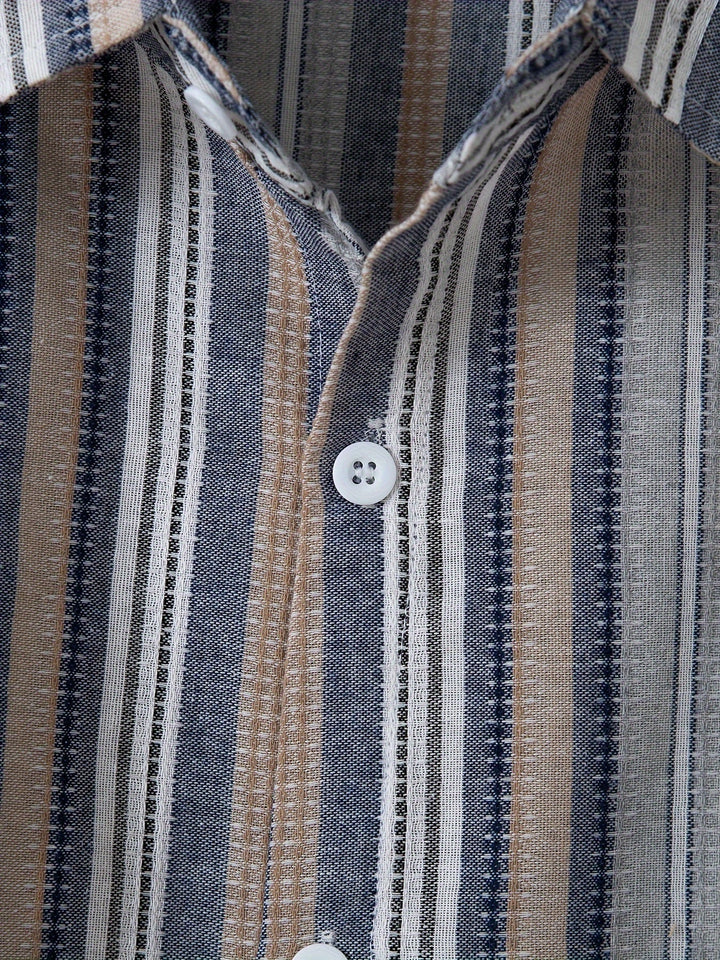 Levoire | Chemise En Coton Lin Rayée Pour Hommes Pour Un Look Décontracté