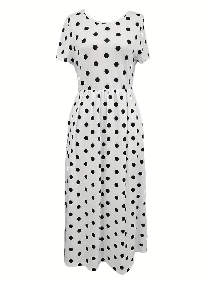 Levoire | Robe Courte À Manches Courtes, Légère, À Pois Avec Col Rond