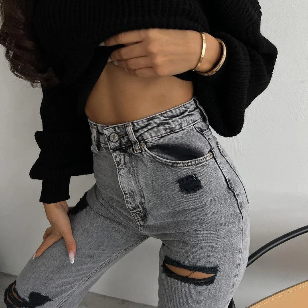 Levoire | Jeans taille haute droit long