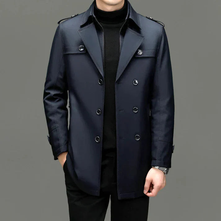 Levoire | En Tissu Fin Avec Des Boutons Et Un Design De Trench-Coat Long Bleu marine
