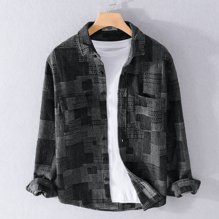 Levoire | Chemise pour hommes en coton japonais tendance, élégante et décontractée Noir