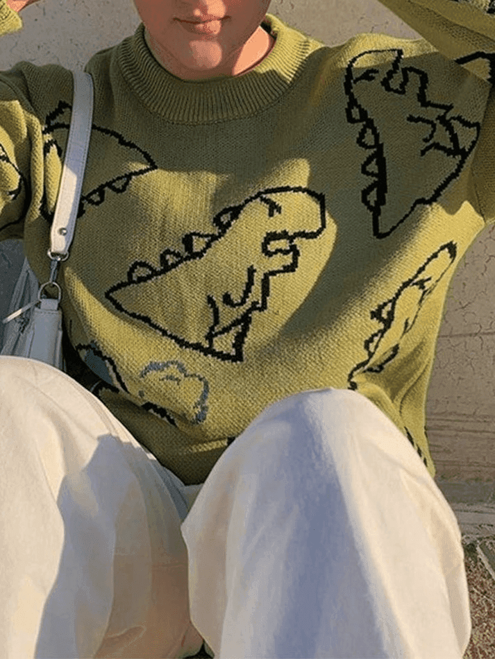 Levoire | Pull En Tricot Dinosaure Crew