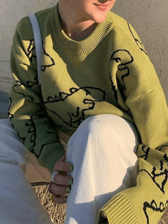 Levoire | Pull En Tricot Dinosaure Crew