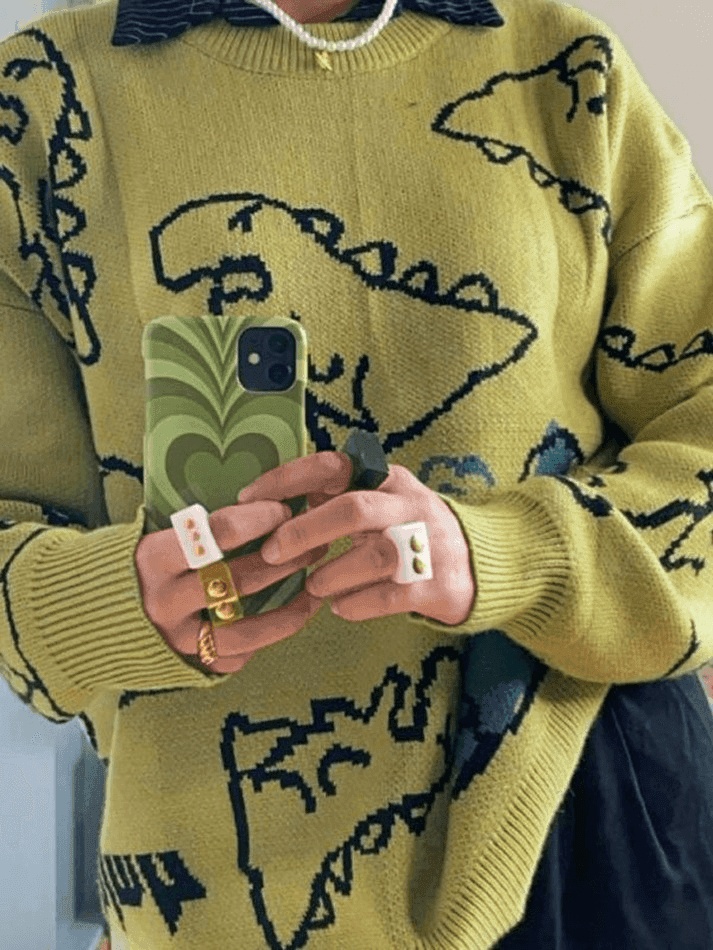 Levoire | Pull En Tricot Dinosaure Crew