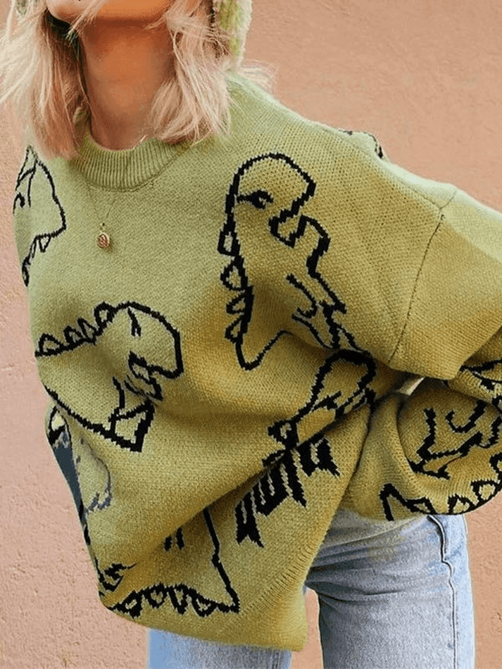 Levoire | Pull En Tricot Dinosaure Crew