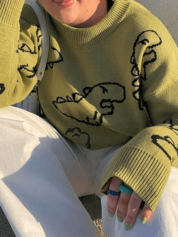 Levoire | Pull En Tricot Dinosaure Crew