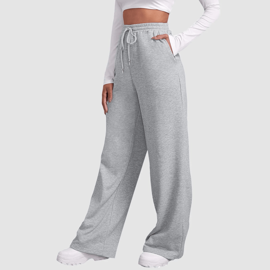 Levoire | Pantalon pour femmes Pantalon de jogging confortable avec jambes larges Argent