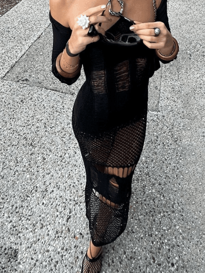 Levoire | Robe Maxi Bodycon À Col Halter Déchiré