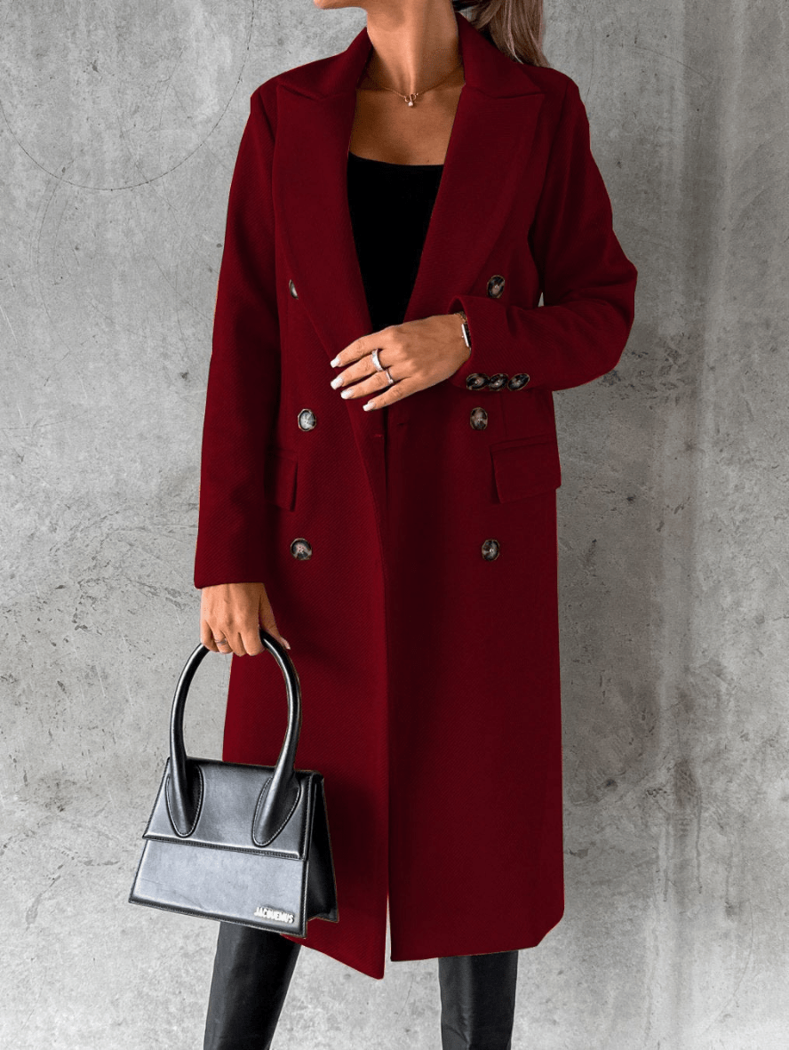 Levoire | Manteau de luxe en laine pour femmes Trench-coat long Design classique Rot