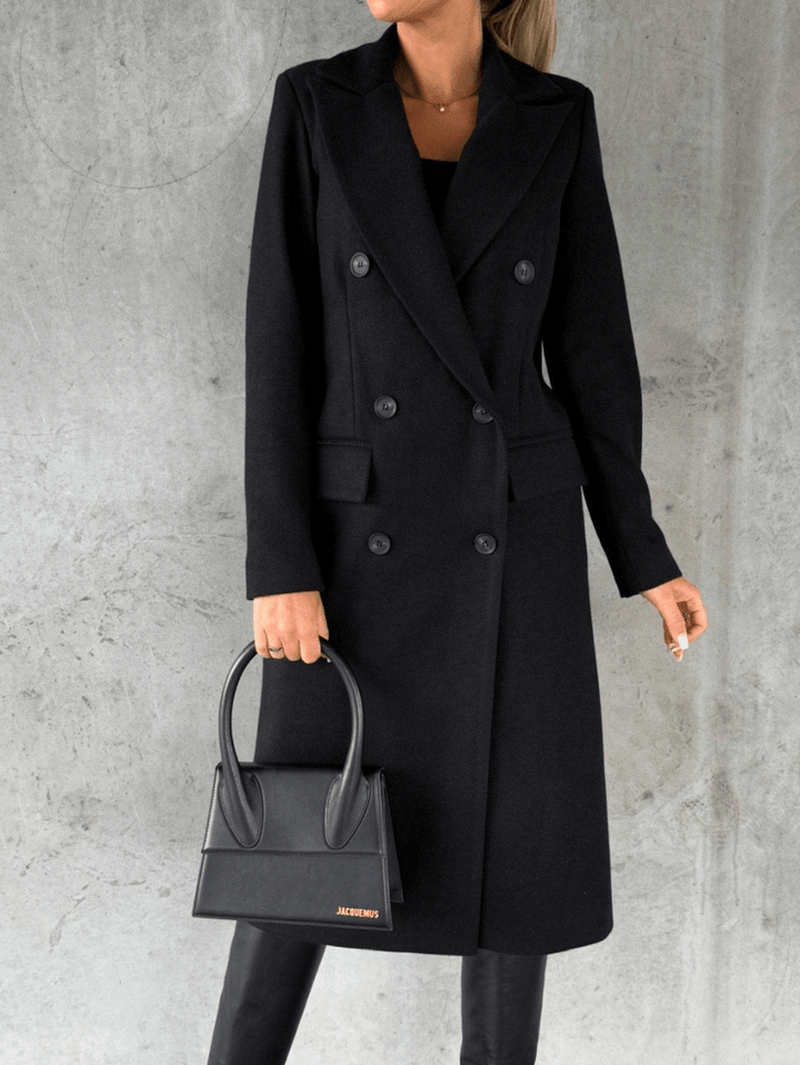 Levoire | Manteau de luxe en laine pour femmes Trench-coat long Design classique Noir