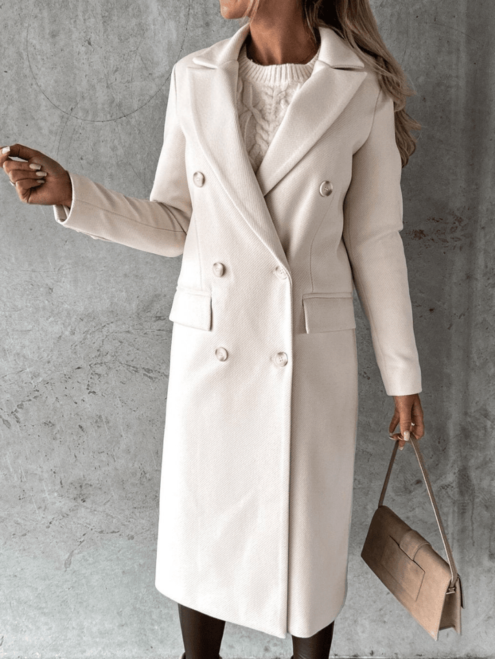Levoire | Manteau de luxe en laine pour femmes Trench-coat long Design classique Beige