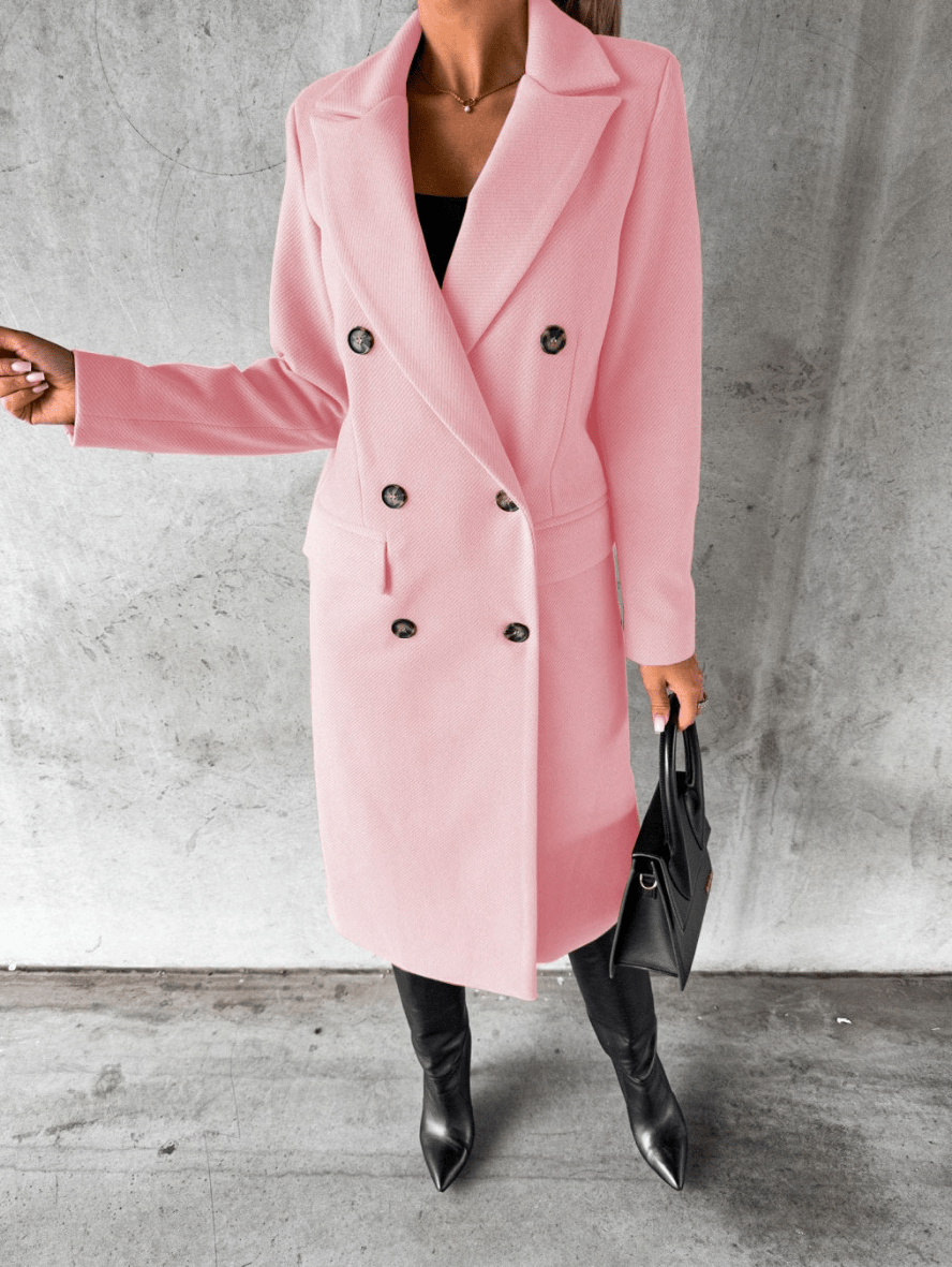 Levoire | Manteau de luxe en laine pour femmes Trench-coat long Design classique Rosa